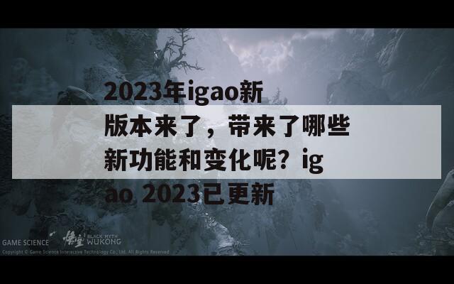 2023年igao新版本来了，带来了哪些新功能和变化呢？igao 2023已更新