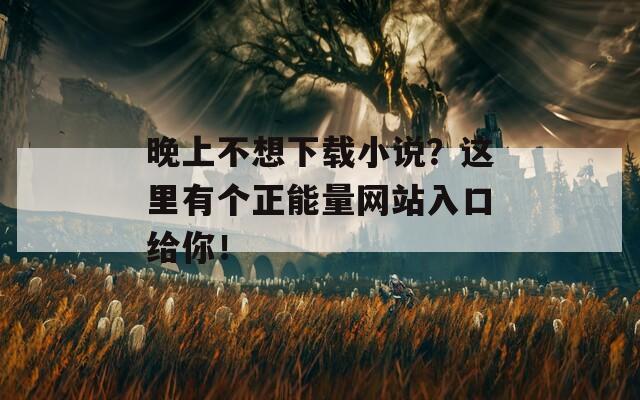 晚上不想下载小说？这里有个正能量网站入口给你！