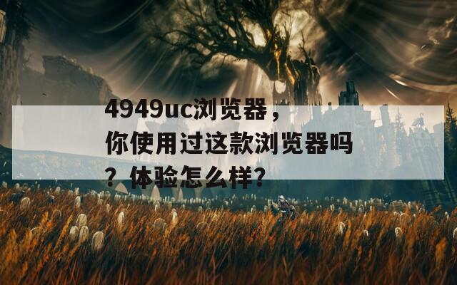 4949uc浏览器，你使用过这款浏览器吗？体验怎么样？