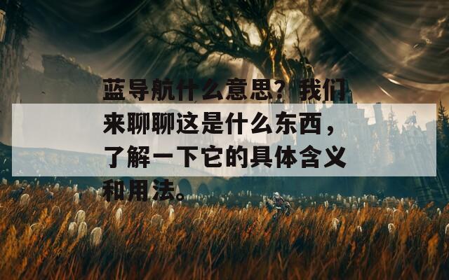 蓝导航什么意思？我们来聊聊这是什么东西，了解一下它的具体含义和用法。