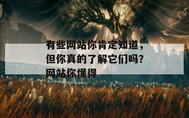 有些网站你肯定知道，但你真的了解它们吗？网站你懂得