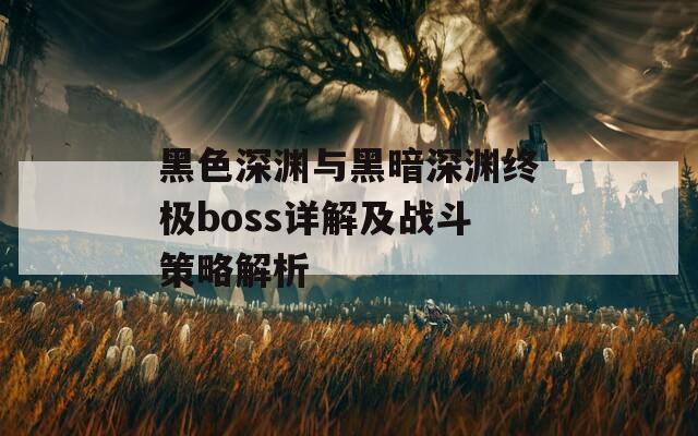 黑色深渊与黑暗深渊终极boss详解及战斗策略解析