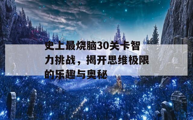 史上最烧脑30关卡智力挑战，揭开思维极限的乐趣与奥秘