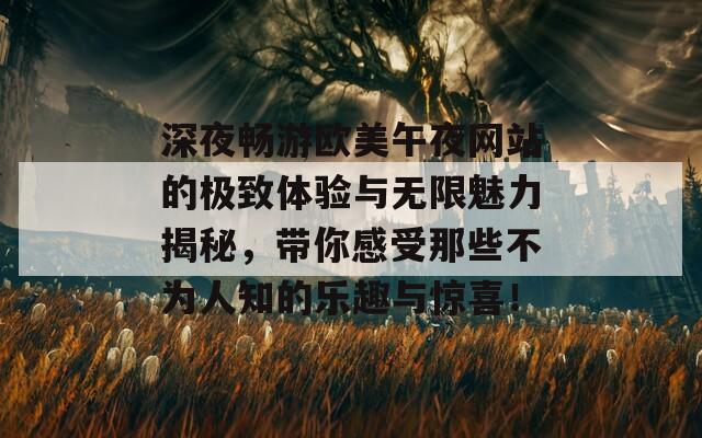 深夜畅游欧美午夜网站的极致体验与无限魅力揭秘，带你感受那些不为人知的乐趣与惊喜！