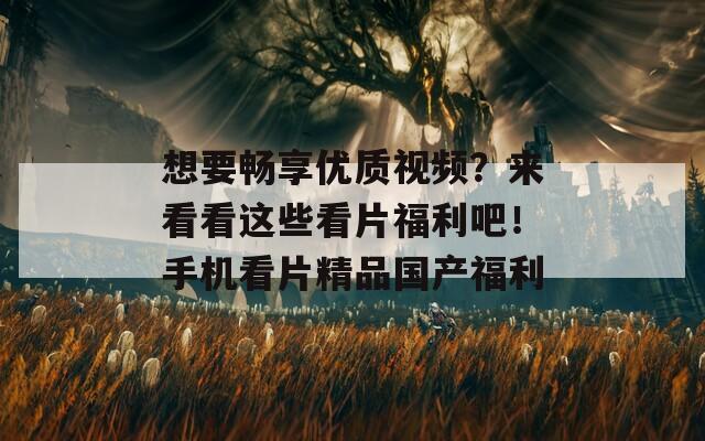 想要畅享优质视频？来看看这些看片福利吧！手机看片精品国产福利