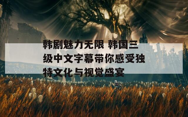 韩剧魅力无限 韩国三级中文字幕带你感受独特文化与视觉盛宴