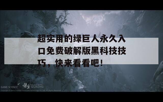 超实用的绿巨人永久入口免费破解版黑科技技巧，快来看看吧！